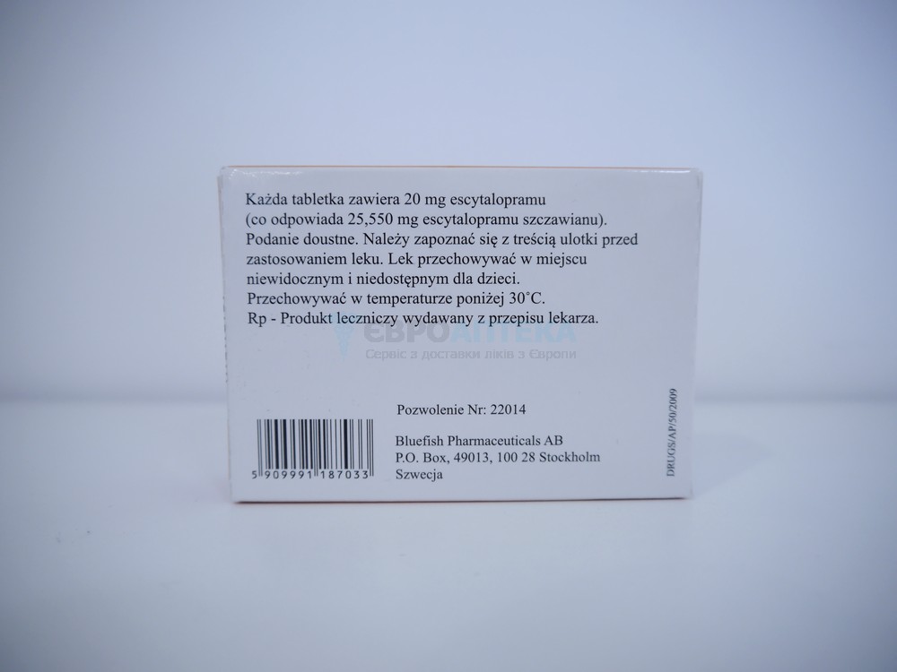 Эсциталопрам 20 мг, №28 - таблетки 6508